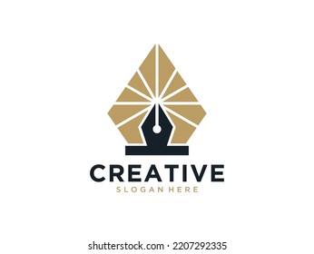 diseño de lápiz creativo con logotipo de sol	
