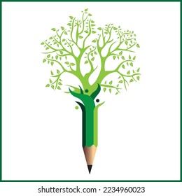 Creative Pencil Tree Design and Green Pencil Tree Design