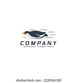 creative penguin sliding logo design bird animal, vector penguin slide illustration icon template