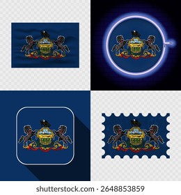 Creative the Pennsylvania Flag Icon Set Collection.
