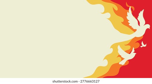 Creative Pentecost Background with Holy Spirit Flame and Light