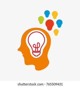 creative people with bright idea logo icon