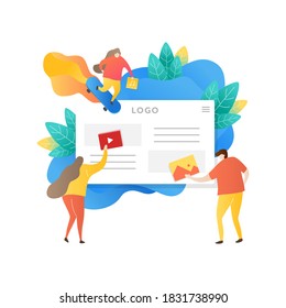 Creative people building modern flat design online concept of App Development for website. Landing page template. Easy to edit and customize. Vector illustration.