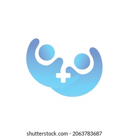 Creative People Care Concept Logo Design Template with color blue