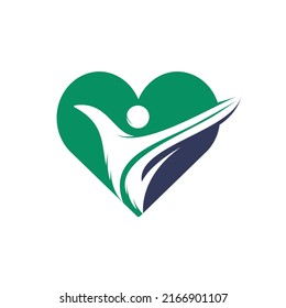 Creative People Care Concept Logo Design. Human in heart logo design, Happy people vector	

