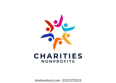 Creative People Care Concept Logo Design Template