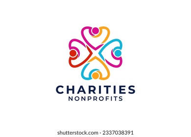 Creative People Care Concept Logo Design Template