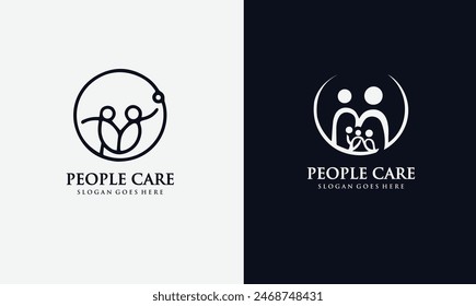 Plantilla de diseño de logotipo de concepto de cuidado de Personas creativas