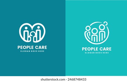 Plantilla de diseño de logotipo de concepto de cuidado de Personas creativas