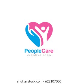 Creative People Care Concept Logo Design Template