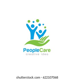 Creative People Care Concept Logo Design Template