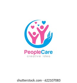 Creative People Care Concept Logo Design Template