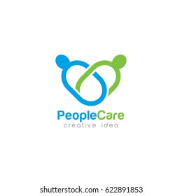 Creative People Care Concept Logo Design Template