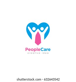 Creative People Care Concept Logo Design Template