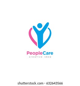 Creative People Care Concept Logo Design Template