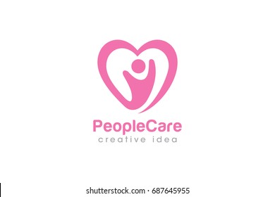 Creative People Care Concept Logo Design Template