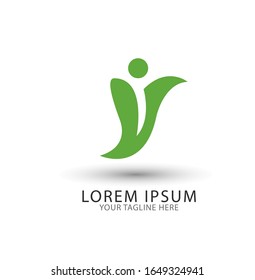 Plantilla de diseño de logotipo de Creative People Care and leaf Concept