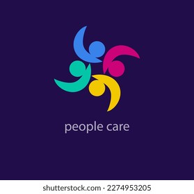 Creative People care logo. Togetherness and community concept design, creative hub, social connection icon, template and logo set.