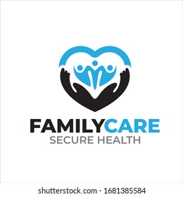 Creative People Care with secure health logo design template