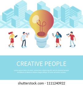 Creative people concept banner with character. Can use for web banner, infographics, hero images. Flat isometric vector illustration isolated on white background.