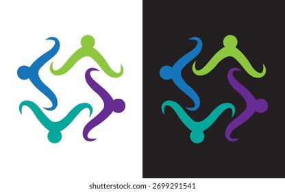 Personas creativas Conexión Diseño de logotipos Trabajo en equipo unidad icono humano Vector Plantilla