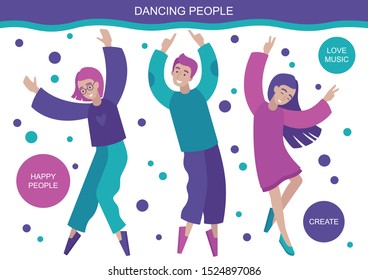 Creative people dance. Group of dancers having fun. Music festival for young people