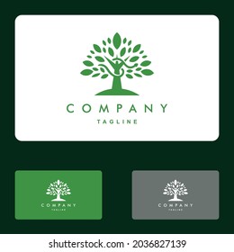 Creative people ecology tree logo set vector icon illustration graphic design