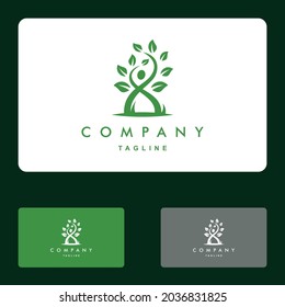 Creative people ecology tree logo set vector icon illustration graphic design