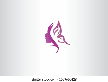 Creative people face with butterfly concept design. 