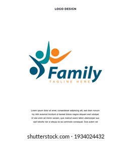 Creative people family icon logo design vector illustration. abstract community people care logo design color editable