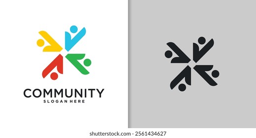 Creative people family logo design. Symbol icon for family, social group, community.