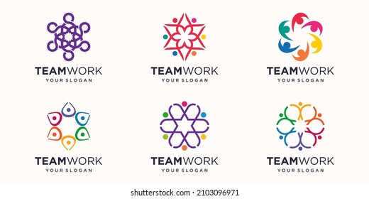 Plantilla de diseño de logotipo de grupo de personas creativas