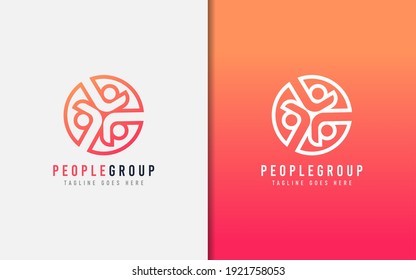 Creative People Group Logo Design. Abstract People Shape Combined with Circle. Usable For Business Brand and Company. Vector Logo Illustration.