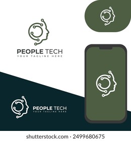 Creative People head tech, Brain tech logo design