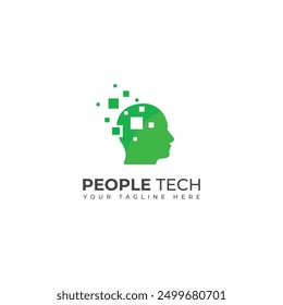 Creative People head tech, Brain tech logo design