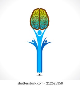 creative people hold the brain concept vector
