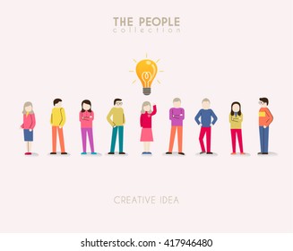 Creative People with Light Bulb Conceptual Vector Design