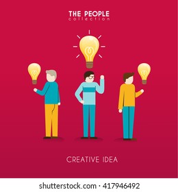 Creative People with Light Bulb Conceptual Vector Design