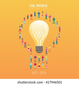 Creative People with Light Bulb Conceptual Vector Design