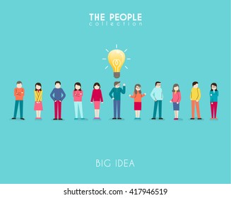 Creative People with Light Bulb Conceptual Vector Design