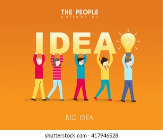 Creative People with Light Bulb Conceptual Vector Design