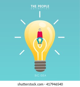 Creative People with Light Bulb Conceptual Vector Design