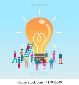 Creative People with Light Bulb Conceptual Vector Design