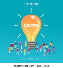 Creative People with Light Bulb Conceptual Vector Design