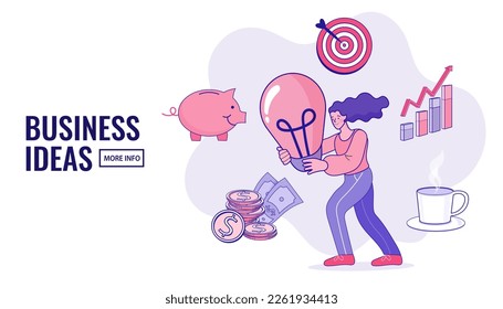 Personas creativas con bombillas. Carácter comercial con bombillas como símbolo de solución y conocimiento. encontrar ideas brillantes o pensar. Búsqueda de variantes. Compartir y buscar ideas de negocios. 