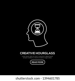 Creative People line logo with x inside head. Modern business brain concept in flat design isolated on black background. Vector Illustration