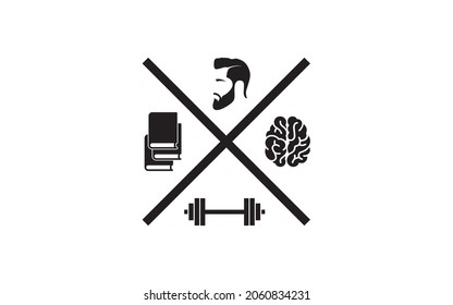 
Creative People logo with book, barbell, and brain