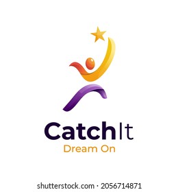 creative people logo catch star logo
