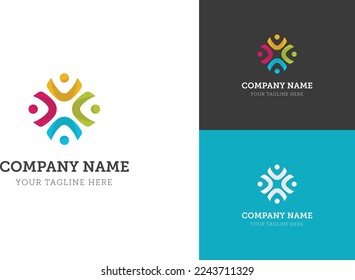 Creative People Logo Design. Adoption and community care Logo template. A social community group of people vector icon or logo. colorful unity logo.