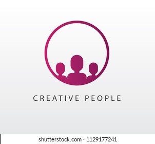 Creative people logo design template with circle